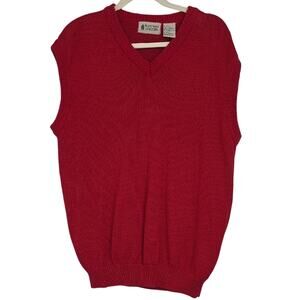 Mens Sz L Red Y2K Preppy Grandpa Classic Knit Vest Northwest Territory